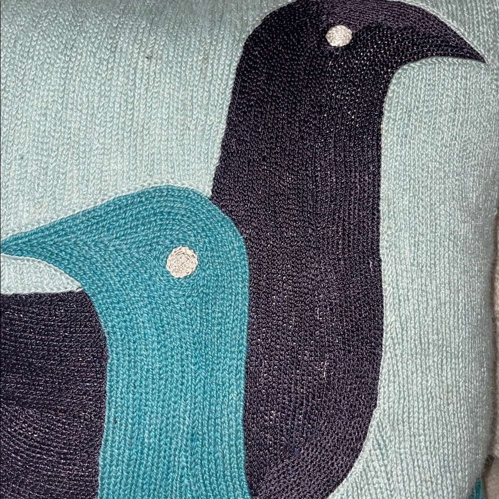 Jonathan Adler Mid Century Danish Bird Embroidered Throw Pillow w/Feather Insert - Picture 3 of 6